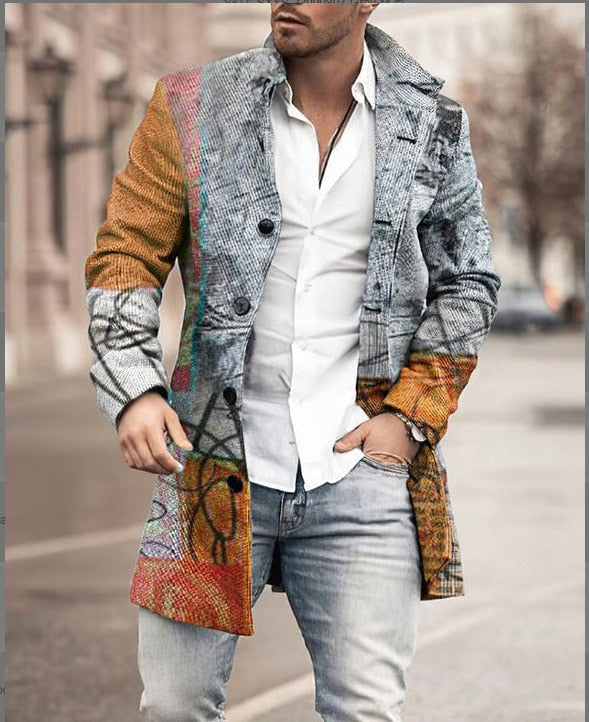 Men's Plaid Wool Coat with a Clean Silhouette