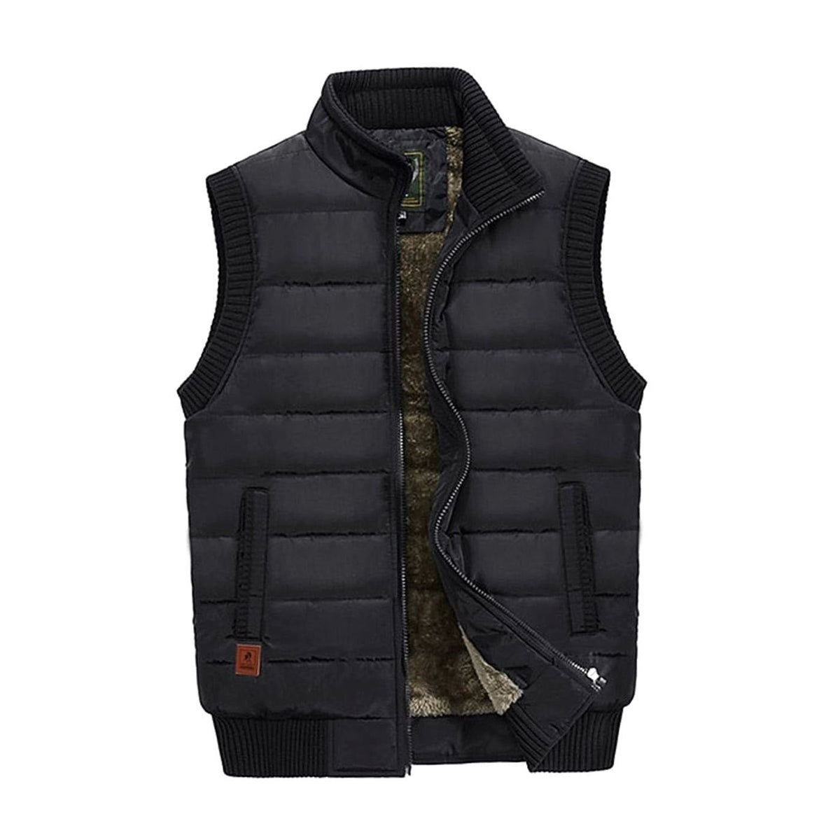 Men's Quilted Fleece-Lined Stand-Collar Sleeveless Vest