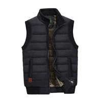 Men's Quilted Fleece-Lined Stand-Collar Sleeveless Vest
