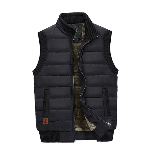 Men's Quilted Fleece-Lined Stand-Collar Sleeveless Vest