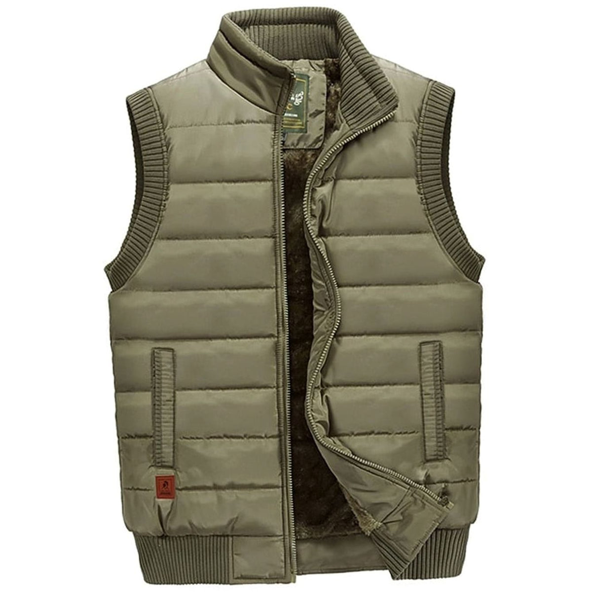 Men's Quilted Fleece-Lined Stand-Collar Sleeveless Vest