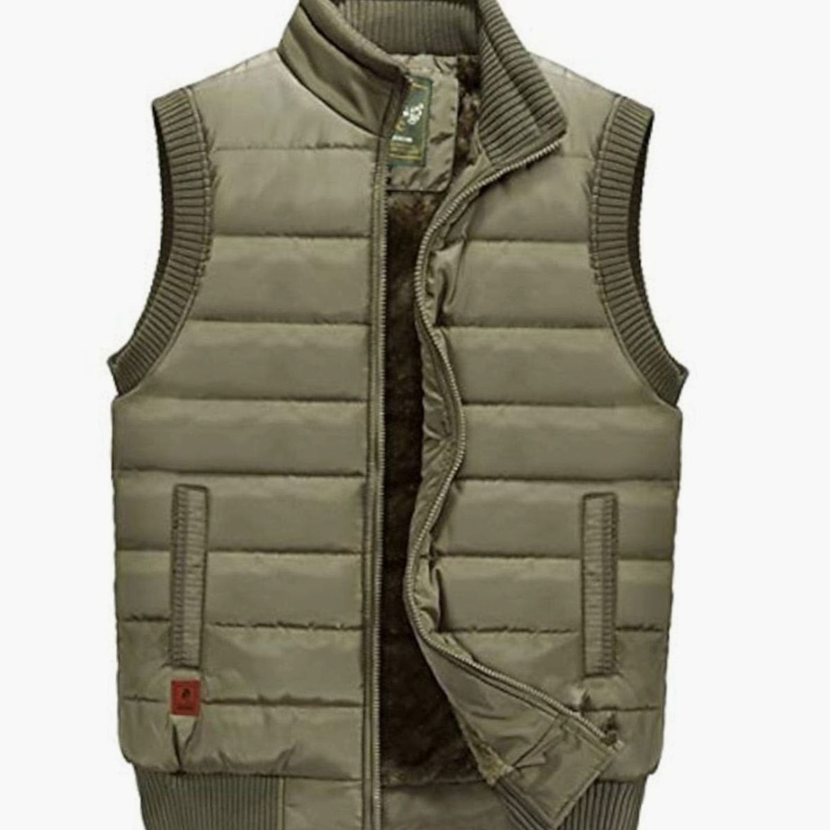 Men's Quilted Fleece-Lined Stand-Collar Sleeveless Vest