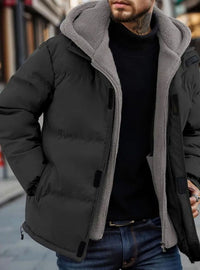 Men's Sherpa-Lined Hooded Puffer Street Style Jacket