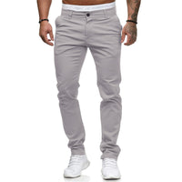 Men's Slim-Fit Cotton Stretch Chinos with Mid Rise and Comfort Waistband