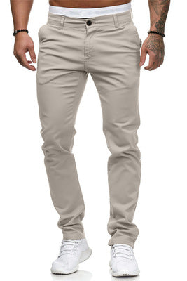 Men's Slim-Fit Cotton Stretch Chinos with Mid Rise and Comfort Waistband