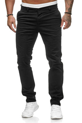 Men's Slim-Fit Cotton Stretch Chinos with Mid Rise and Comfort Waistband