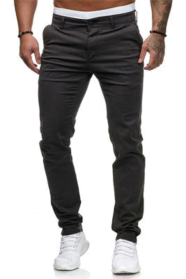 Men's Slim-Fit Cotton Stretch Chinos with Mid Rise and Comfort Waistband