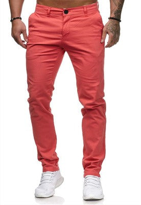 Men's Slim-Fit Cotton Stretch Chinos with Mid Rise and Comfort Waistband
