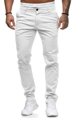 Men's Slim-Fit Cotton Stretch Chinos with Mid Rise and Comfort Waistband