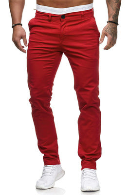 Men's Slim-Fit Cotton Stretch Chinos with Mid Rise and Comfort Waistband