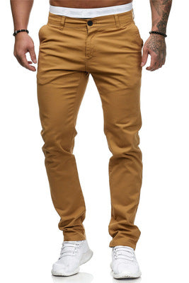 Men's Slim-Fit Cotton Stretch Chinos with Mid Rise and Comfort Waistband