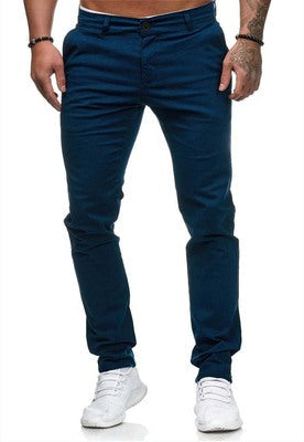 Men's Slim-Fit Cotton Stretch Chinos with Mid Rise and Comfort Waistband