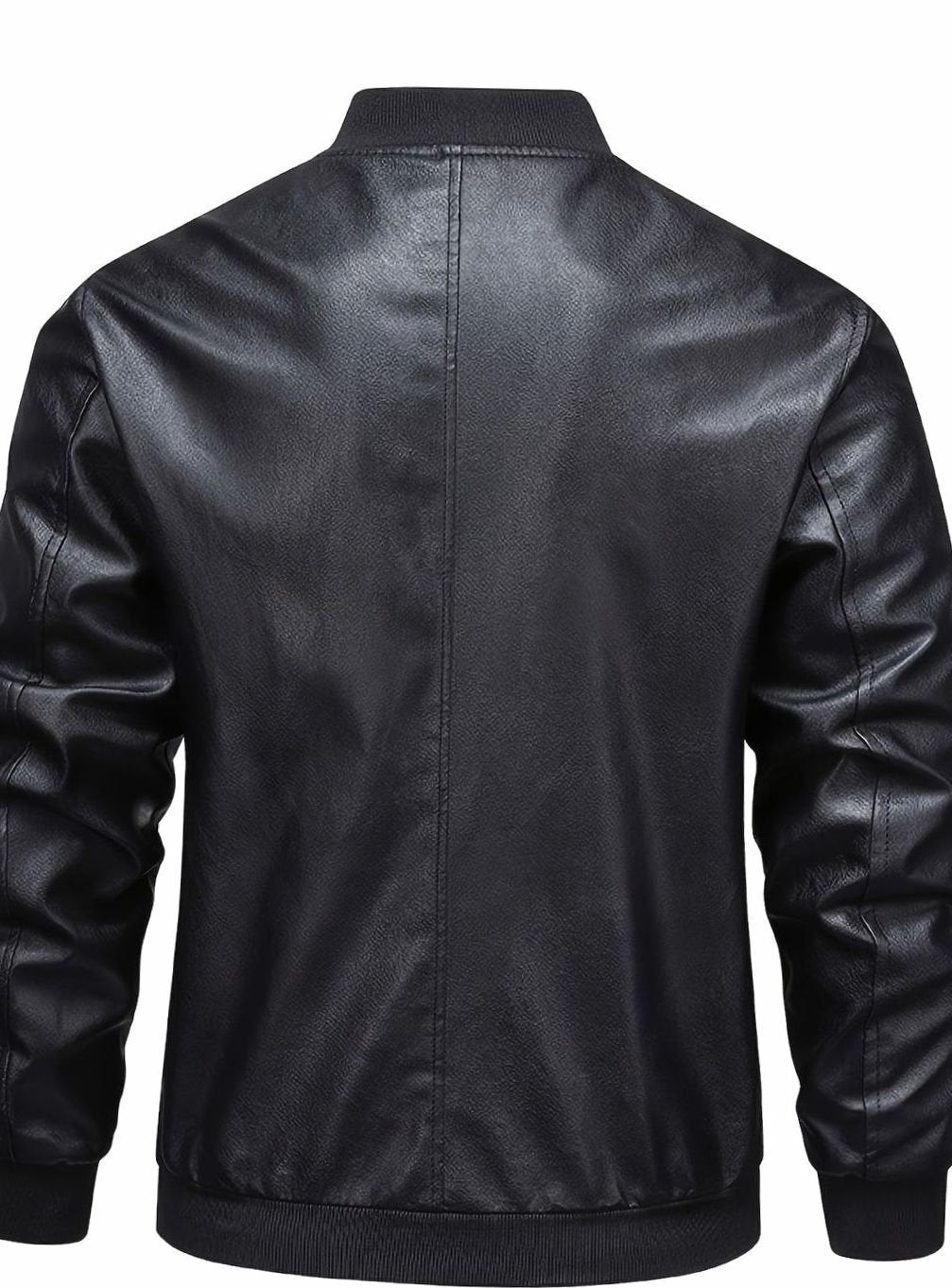 Men's Slim-Fit Full-Zip Faux Leather Bomber Jacket