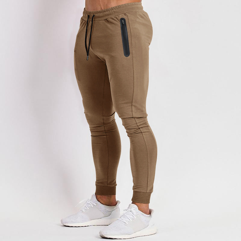 Men's Slim-Fit Joggers with Zip Pockets and Drawstring