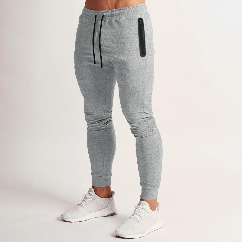 Men's Slim-Fit Joggers with Zip Pockets and Drawstring