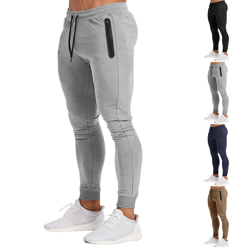Men's Slim-Fit Joggers with Zip Pockets and Drawstring