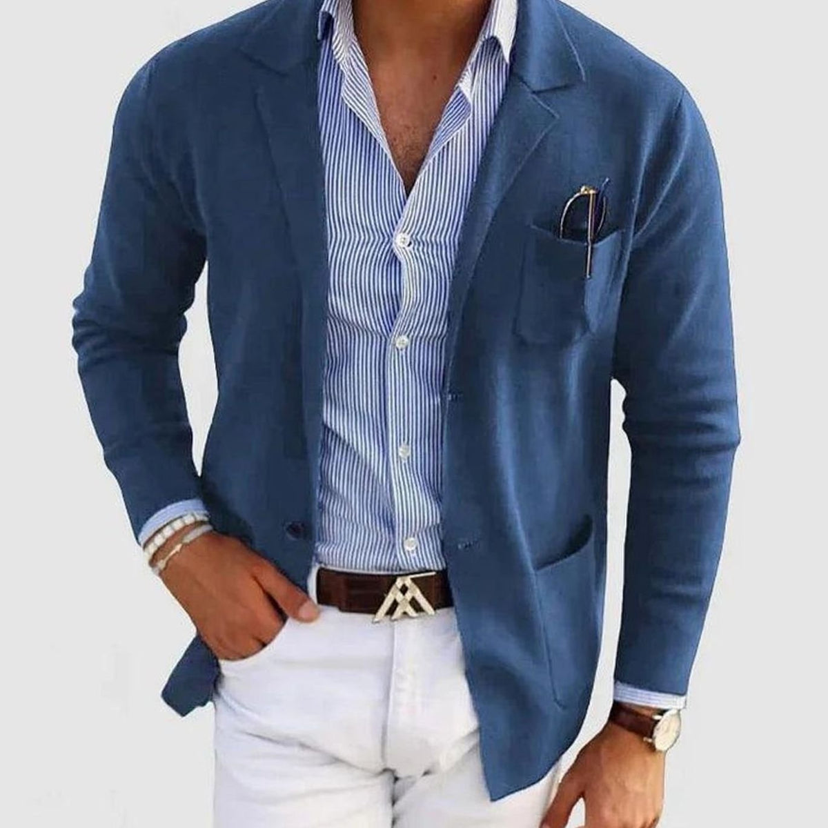 Men's Slim Fit Notch Lapel Button-Front Blazer Sport Coat