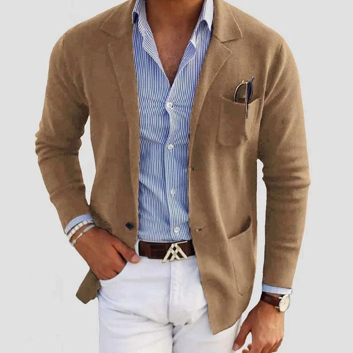 Men's Slim Fit Notch Lapel Button-Front Blazer Sport Coat