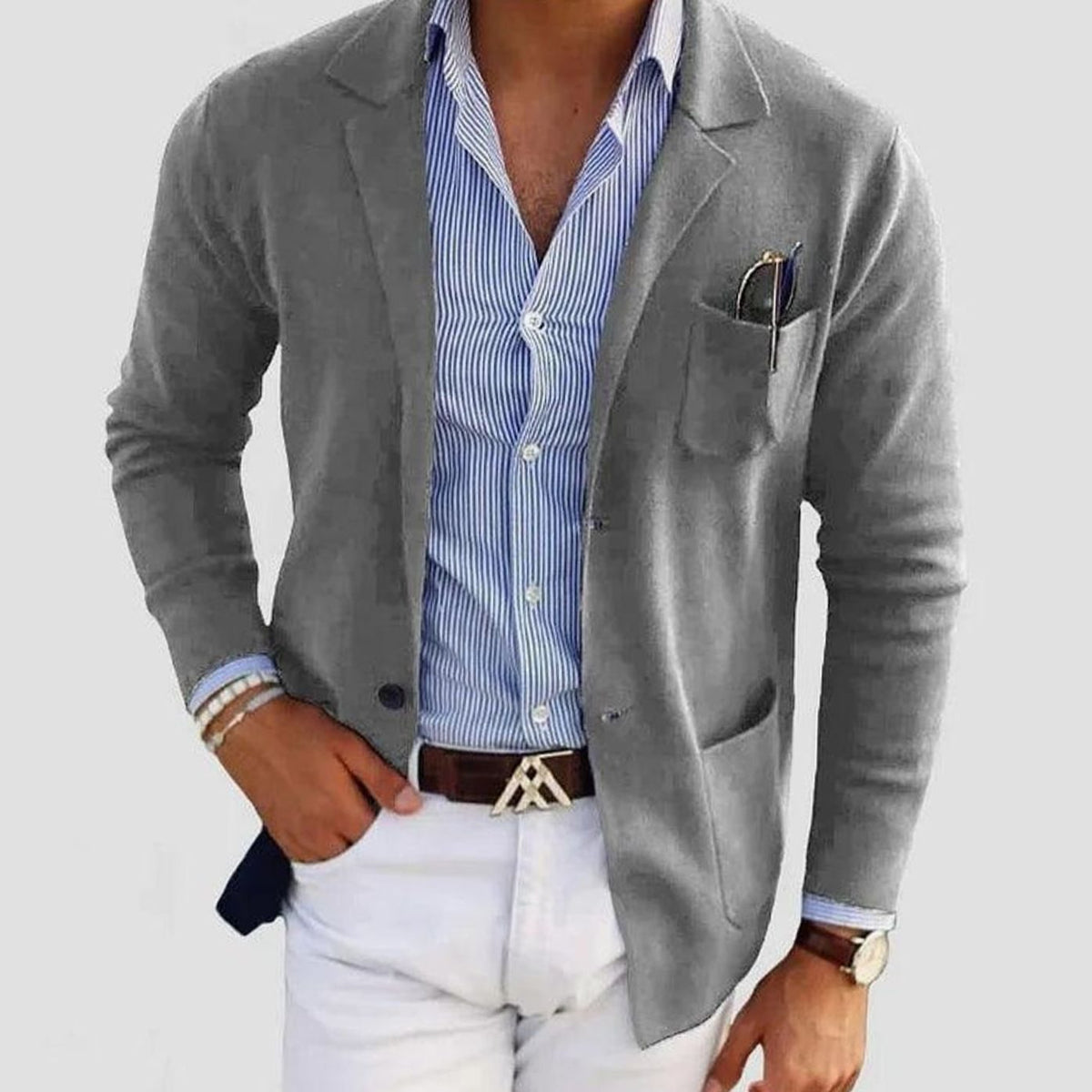 Men's Slim Fit Notch Lapel Button-Front Blazer Sport Coat