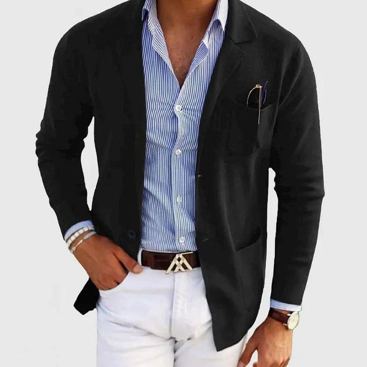 Men's Slim Fit Notch Lapel Button-Front Blazer Sport Coat