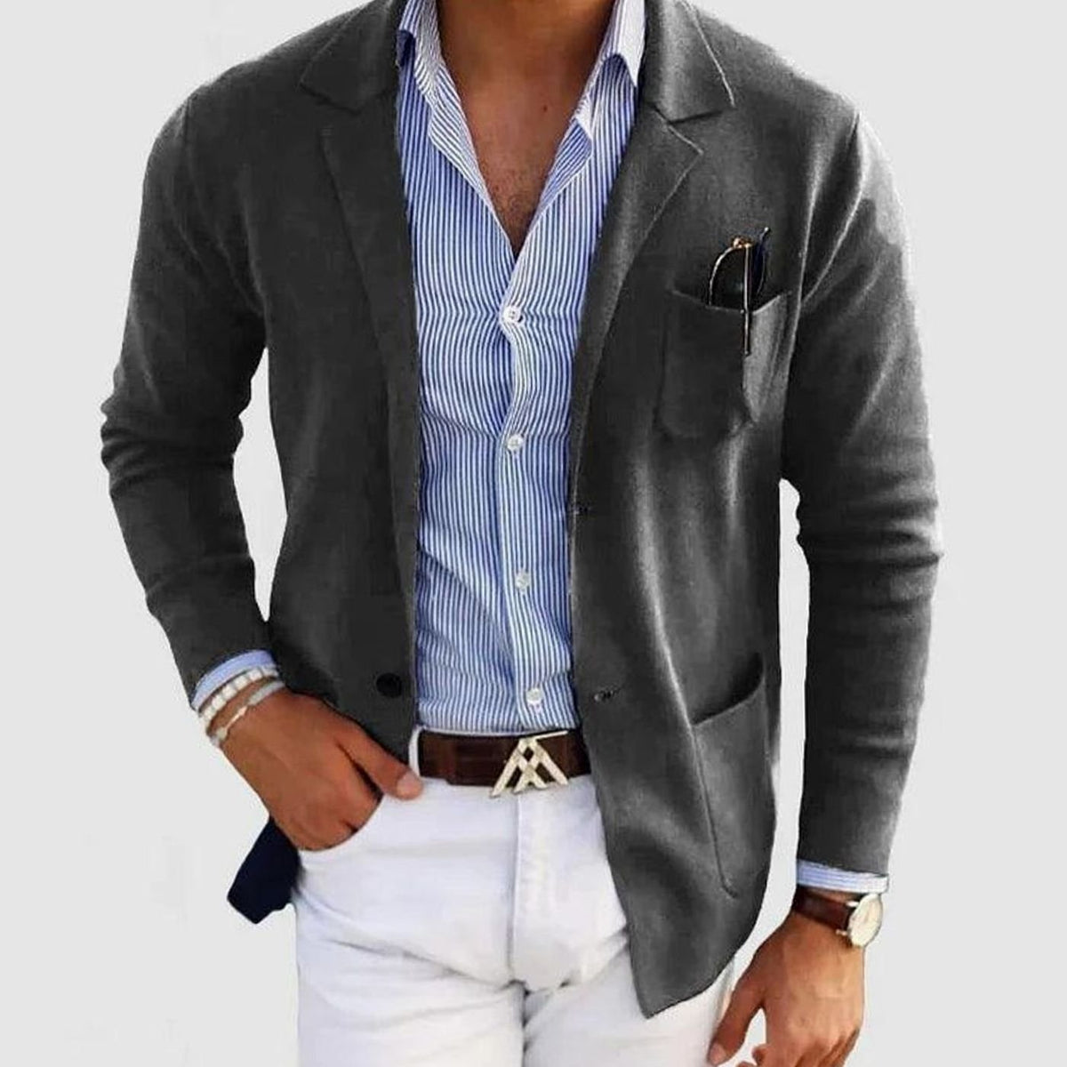 Men's Slim Fit Notch Lapel Button-Front Blazer Sport Coat