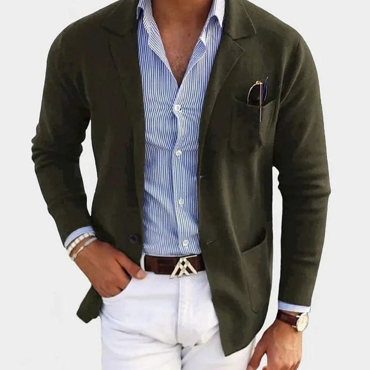 Men's Slim Fit Notch Lapel Button-Front Blazer Sport Coat