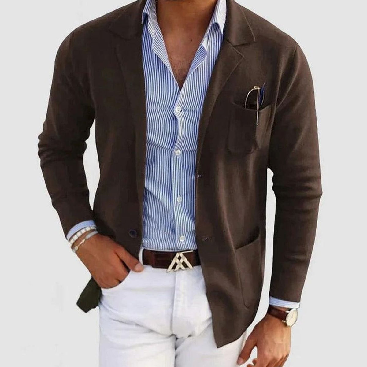 Men's Slim Fit Notch Lapel Button-Front Blazer Sport Coat