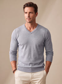 Men's Slim-Fit V-Neck Fine-Knit Stretch Pullover Sweater