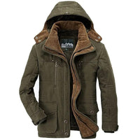 Men's Thermal Winter Jacket with Multiple Pockets - Windproof and Warm