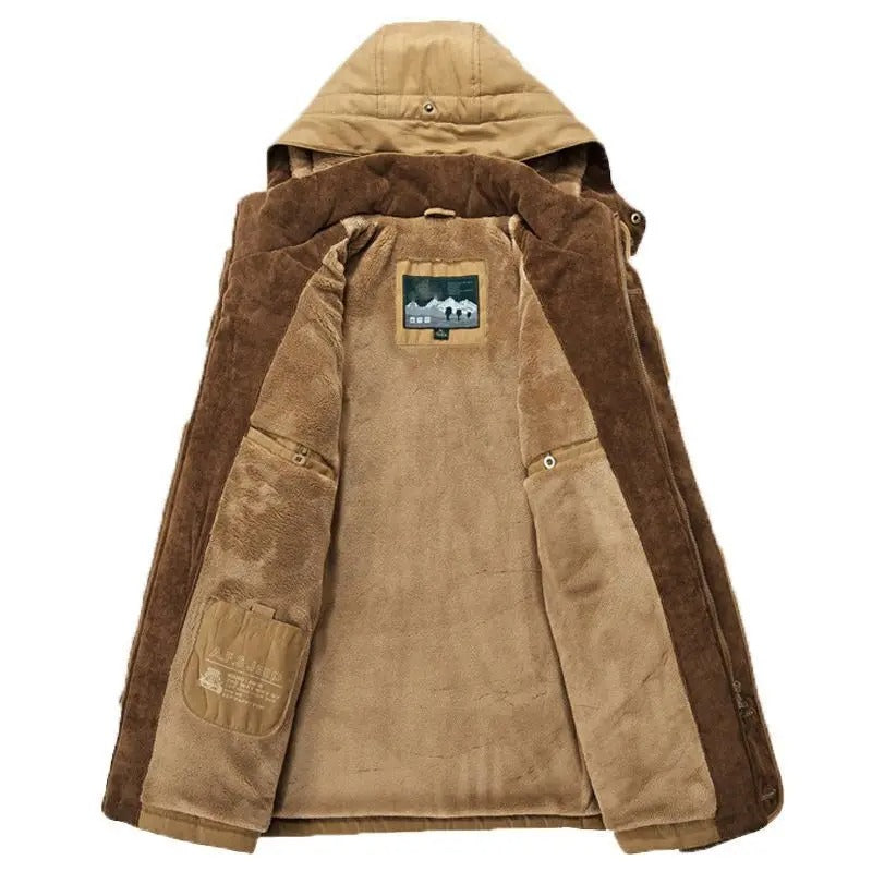 Men's Thermal Winter Jacket with Multiple Pockets - Windproof and Warm