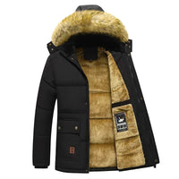 Men's Warm Hooded Jacket with Fur Collar