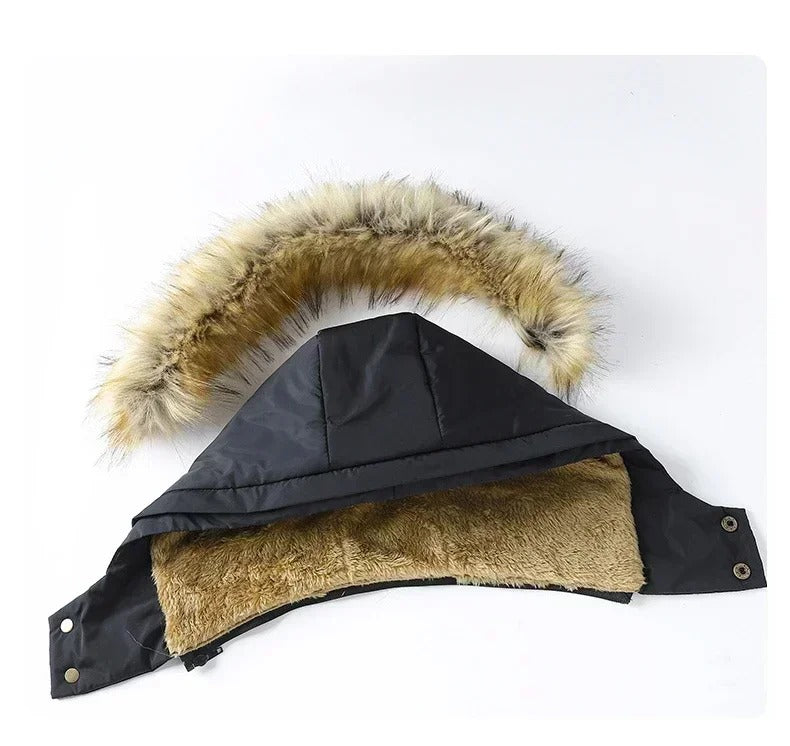 Men's Warm Hooded Jacket with Fur Collar