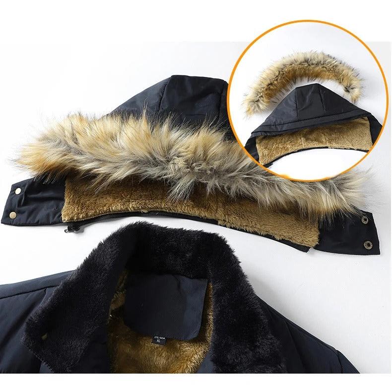 Men's Warm Hooded Jacket with Fur Collar