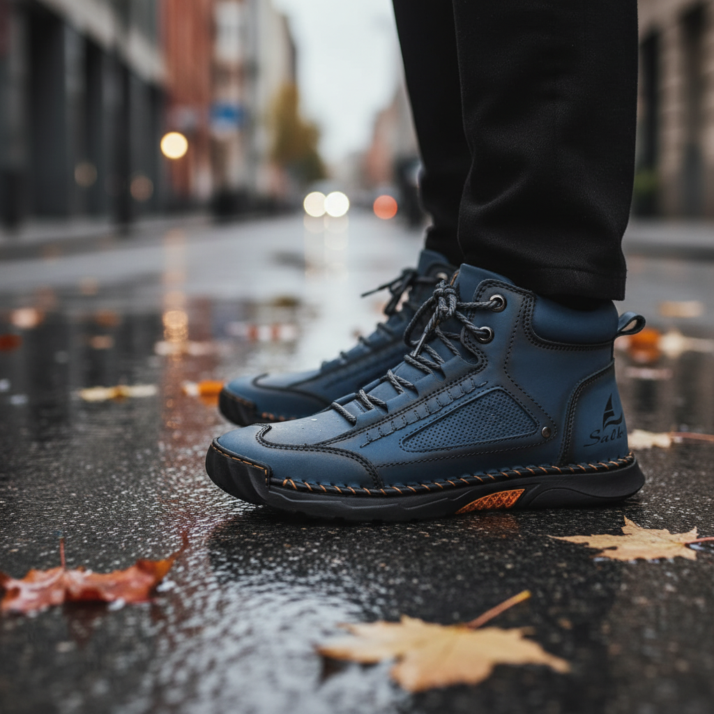 Men's Waterproof Ankle Boots with Flexible Sole