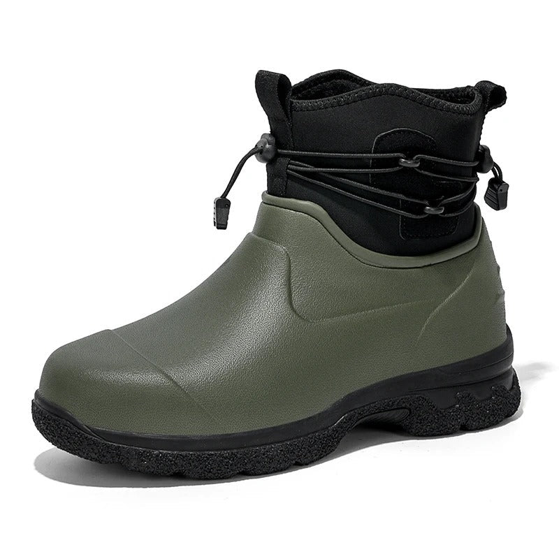Men's Waterproof Rain Boots with Ankle Strap & Treaded Sole