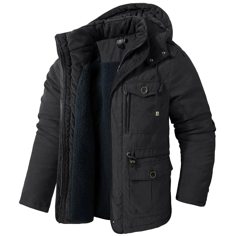 Men's Winter Jacket with Waterproof Technology and Adjustable Hood