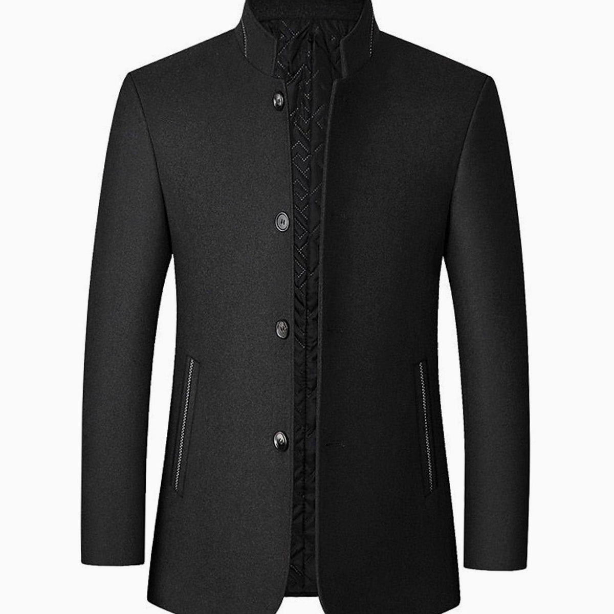Men's Wool Stand-Collar Tailored Overcoat