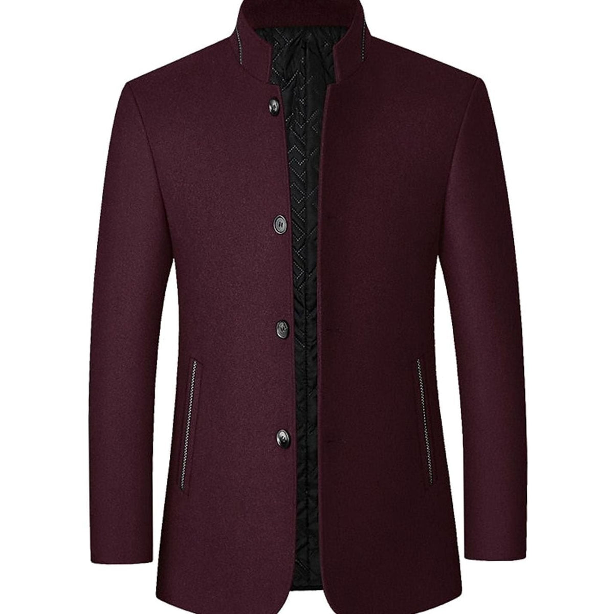 Men's Wool Stand-Collar Tailored Overcoat