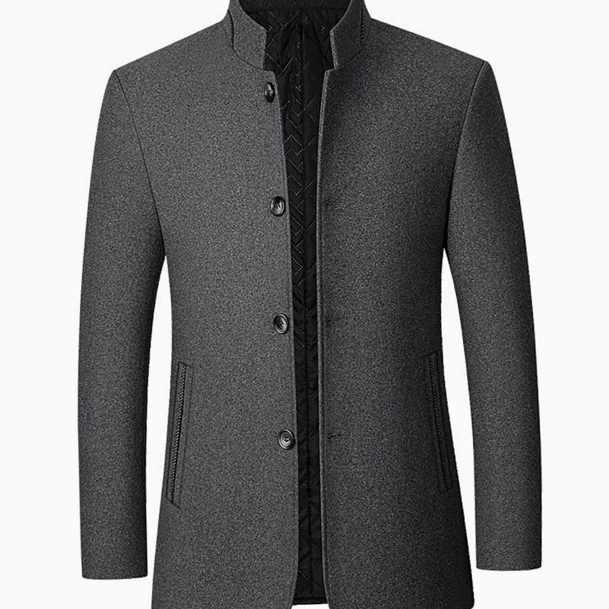 Men's Wool Stand-Collar Tailored Overcoat