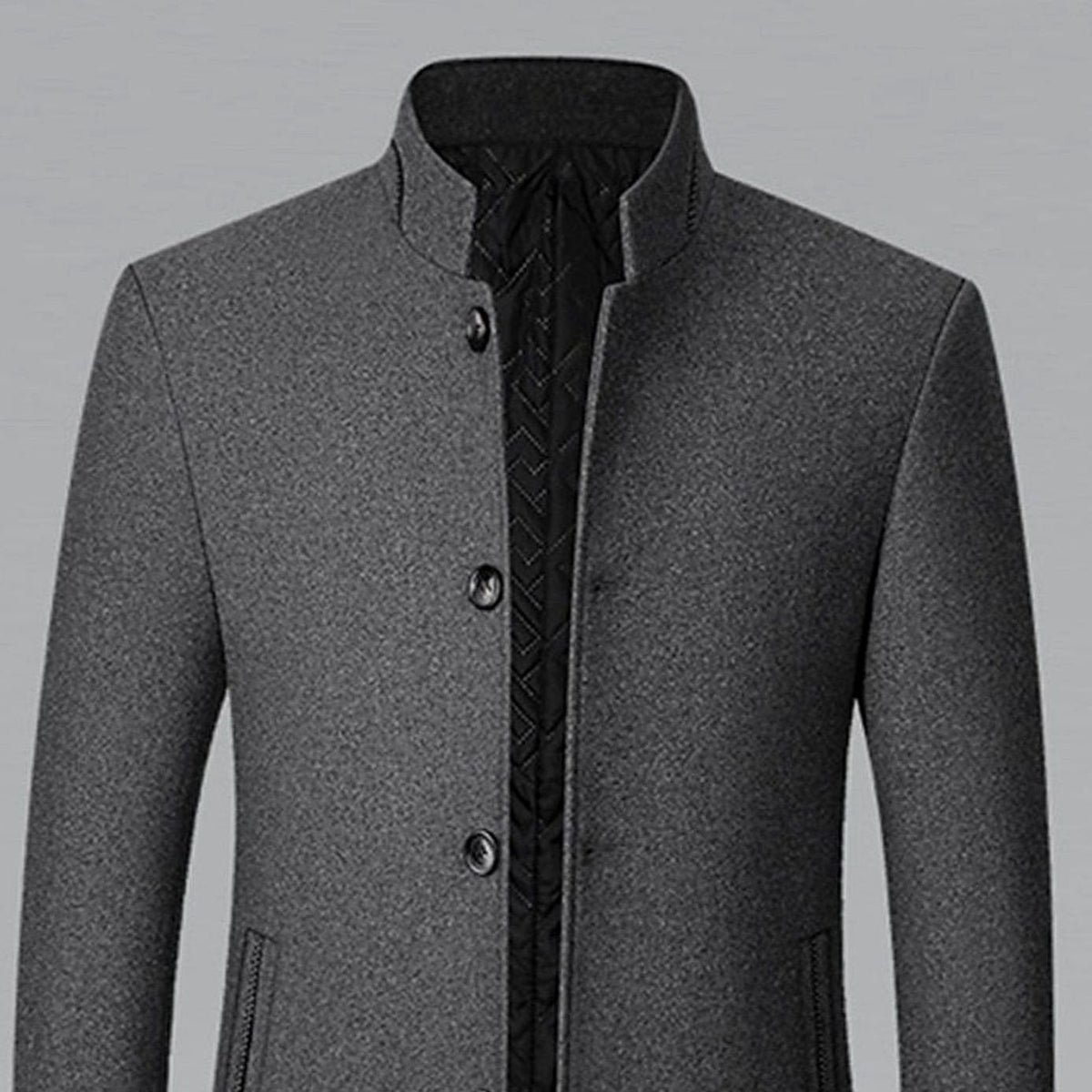 Men's Wool Stand-Collar Tailored Overcoat