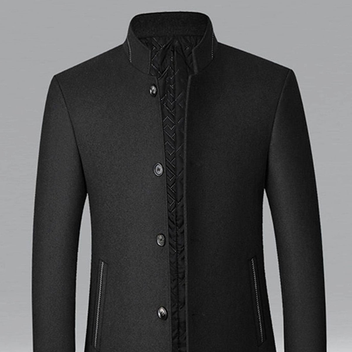 Men's Wool Stand-Collar Tailored Overcoat