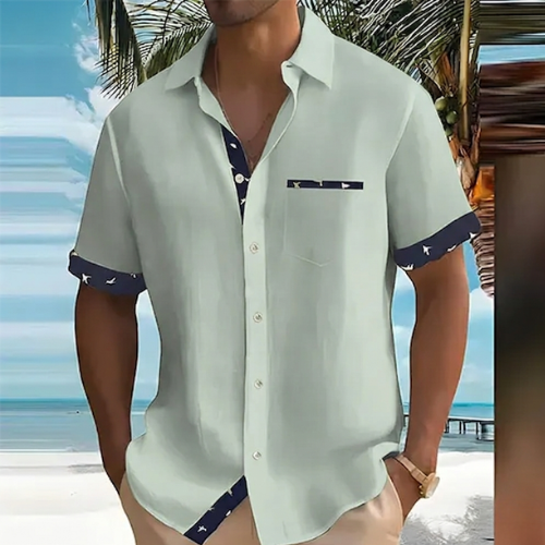 Men's Short Sleeve Shirt with Contrast Detail - Image 1