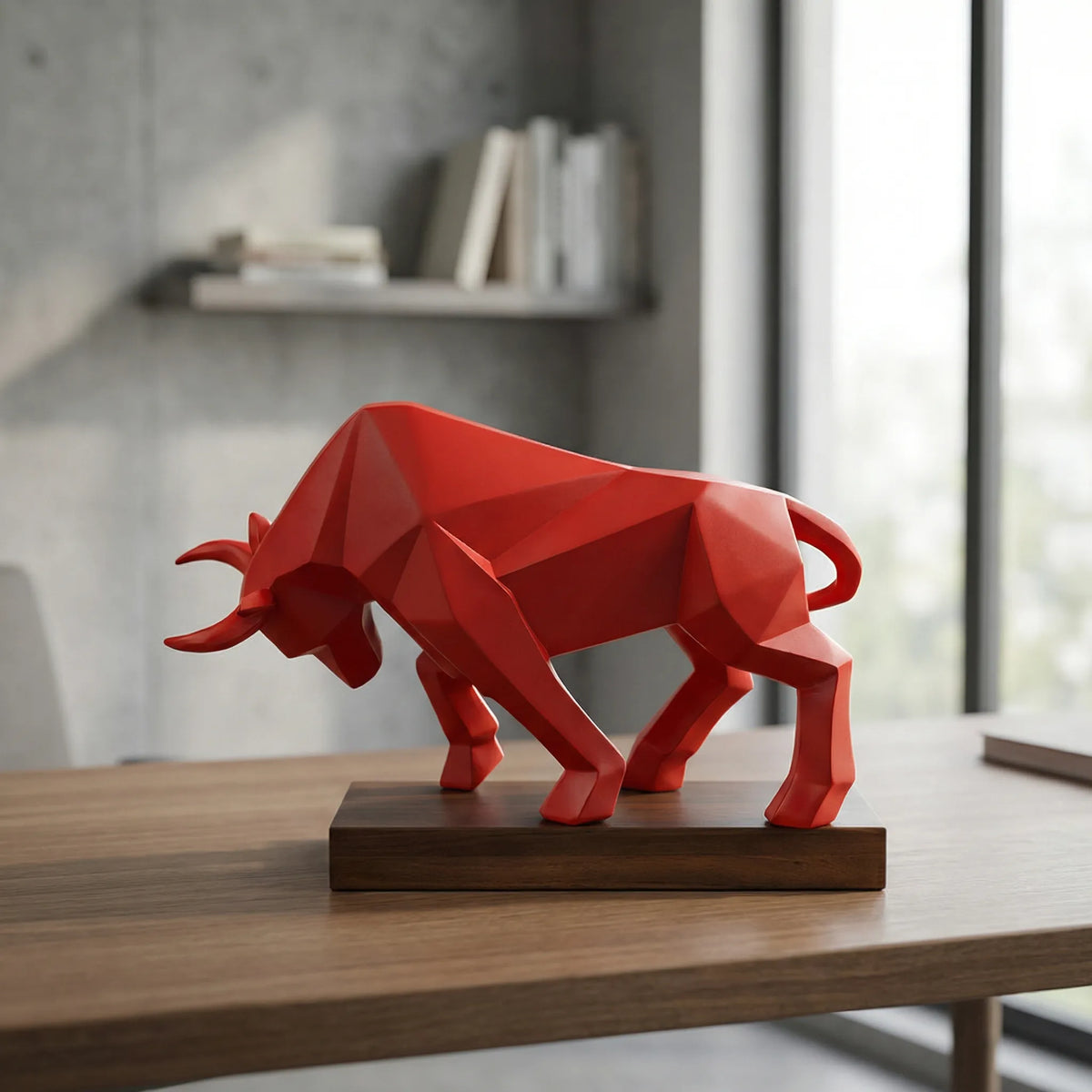 Modern Geometric Bull Sculpture