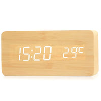 Wood Digital Clock with 3 Alarms & Temp