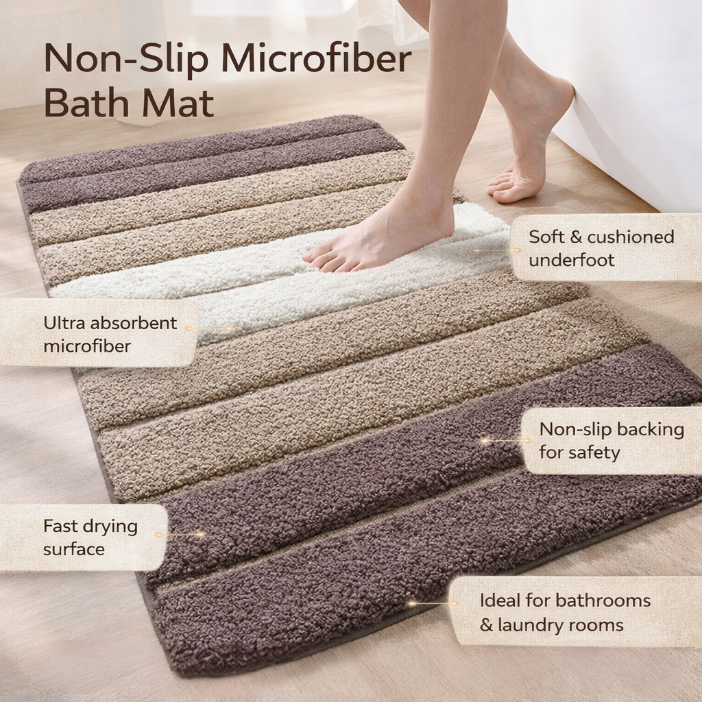 Non-Slip Microfiber Absorbent Bathroom Floor Rug Mat