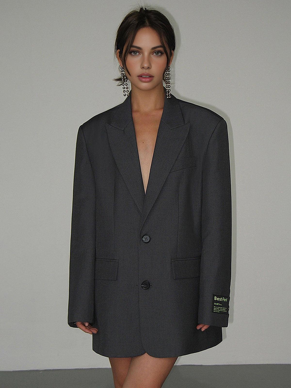 Oversized Longline Single-Breasted Blazer