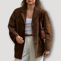 Oversized Suede Jacket with Lapels - Autumn Edition