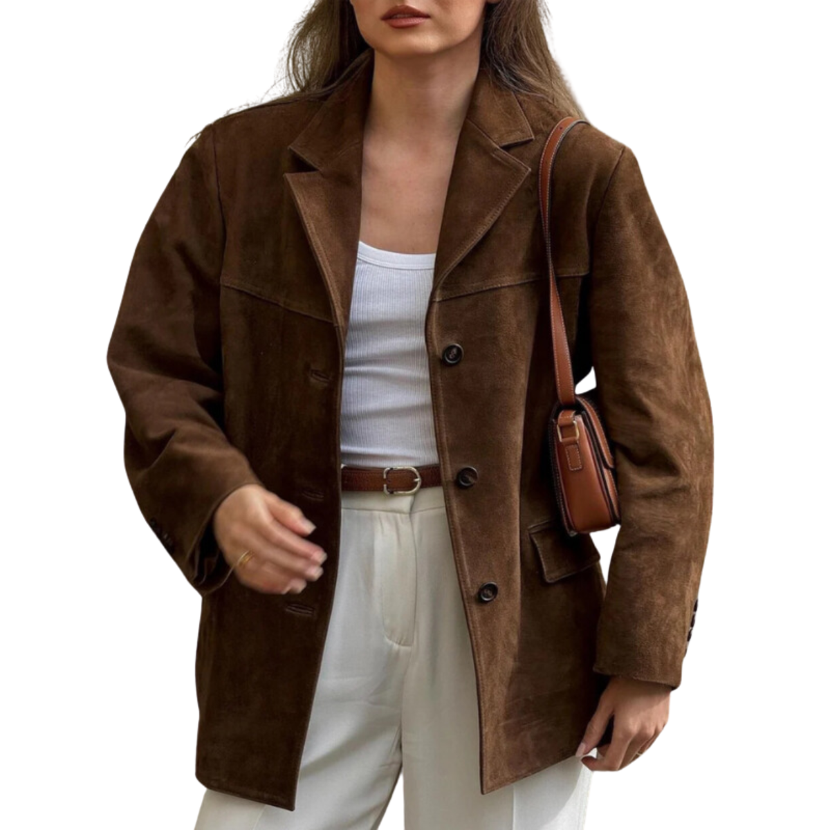 Oversized Suede Jacket with Lapels - Autumn Edition