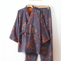 PAINTDRAPE Cotton Kimono Pajamas - Watercolor Print Loungewear