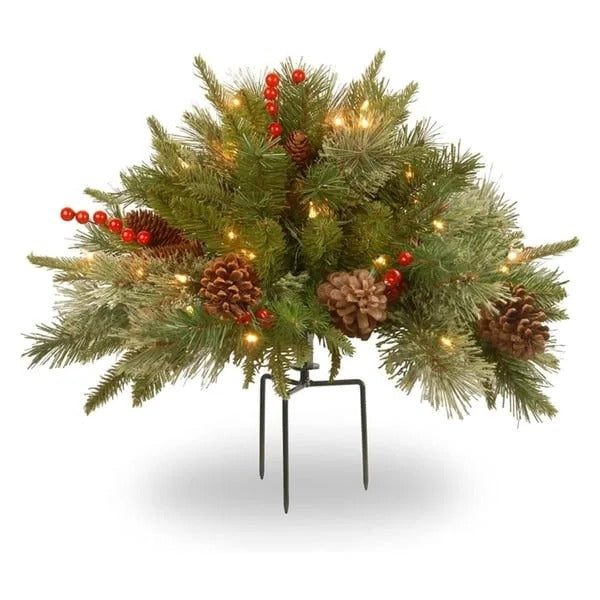 Pre-Lit Christmas Urn Filler with LED Lights and Realistic Pine Cones